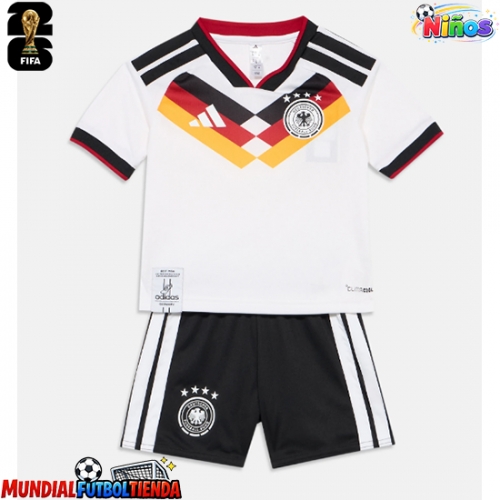 Camiseta Alemania Primera Equipación Replica Mundial 2026 para niños mangas cortas (+ Pantalones cortos)